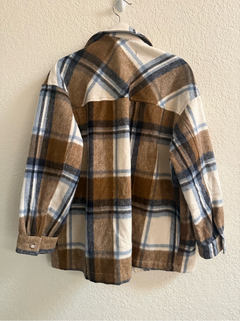Zara Brown, Blue & Cream Plaid Shacket - Picture 4 of 7